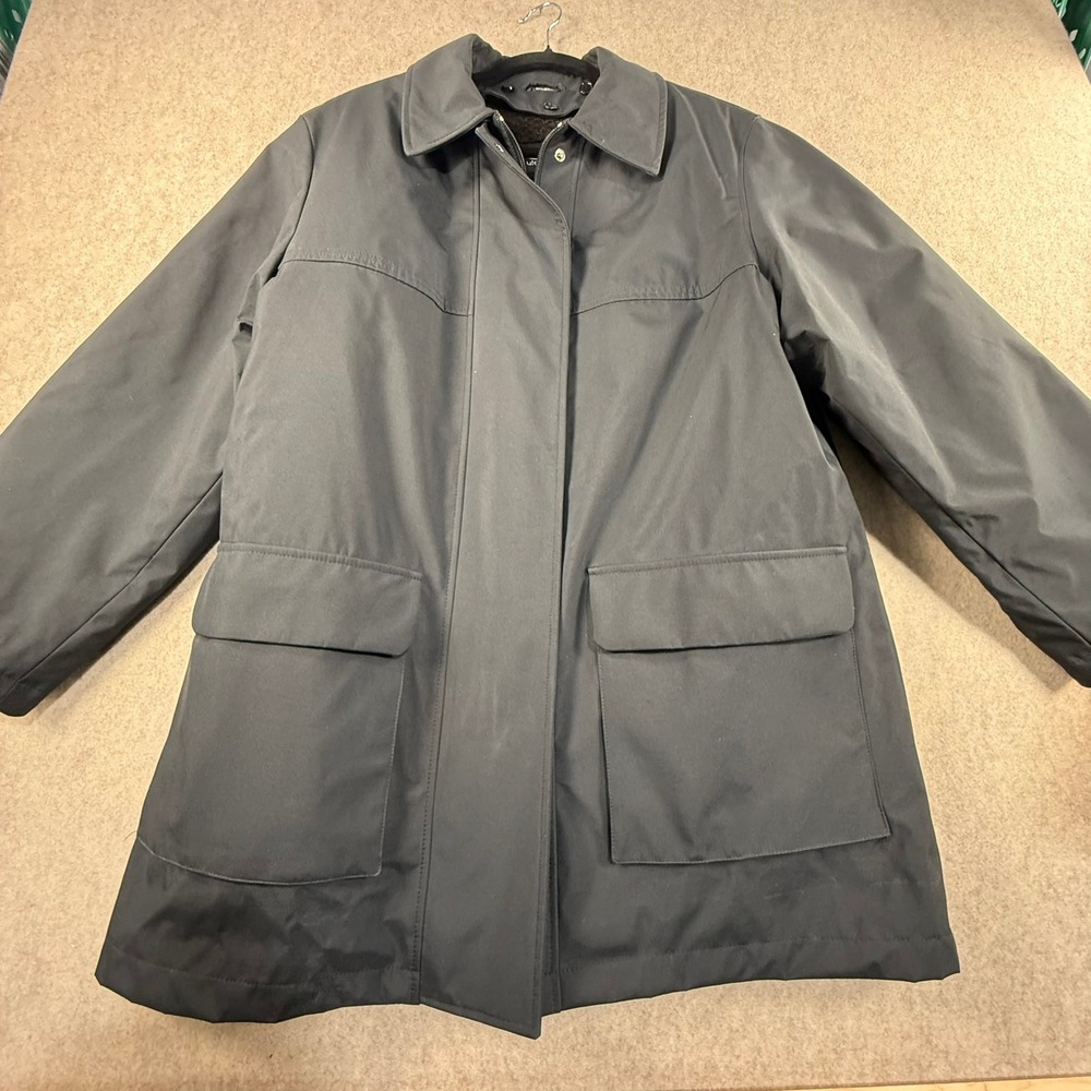 Utex Design Mens Gray‎ Utility Jacket Faux Fur Lined Full Zip Snap Front Coat M